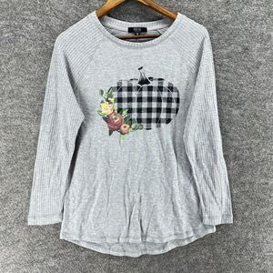 New Modern T-Shirt Women M Medium Gray Long Sleeve Crew Neck Pullover Rayon